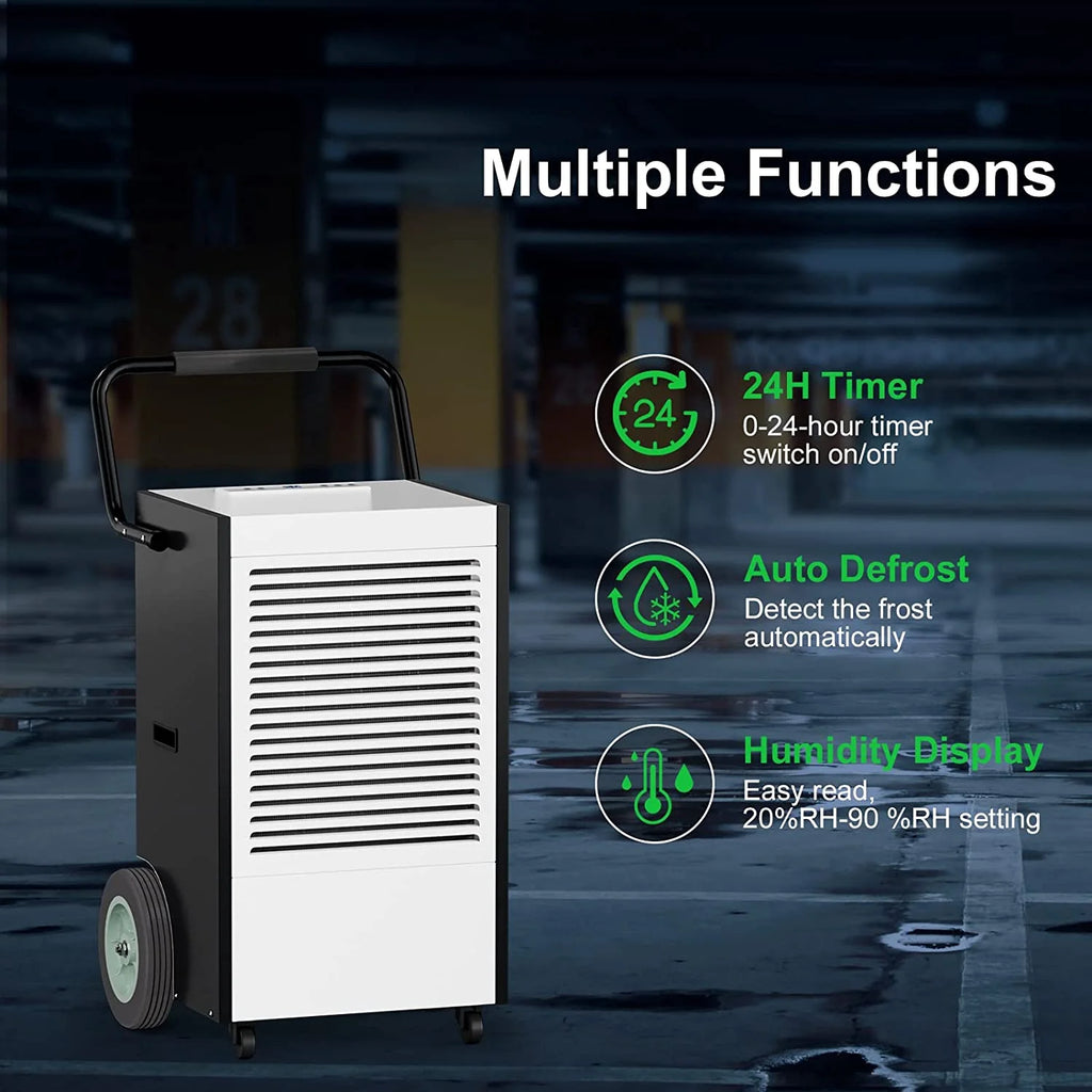 225 Pints Industrial Dehumidifier with Handles and Wheels K1966