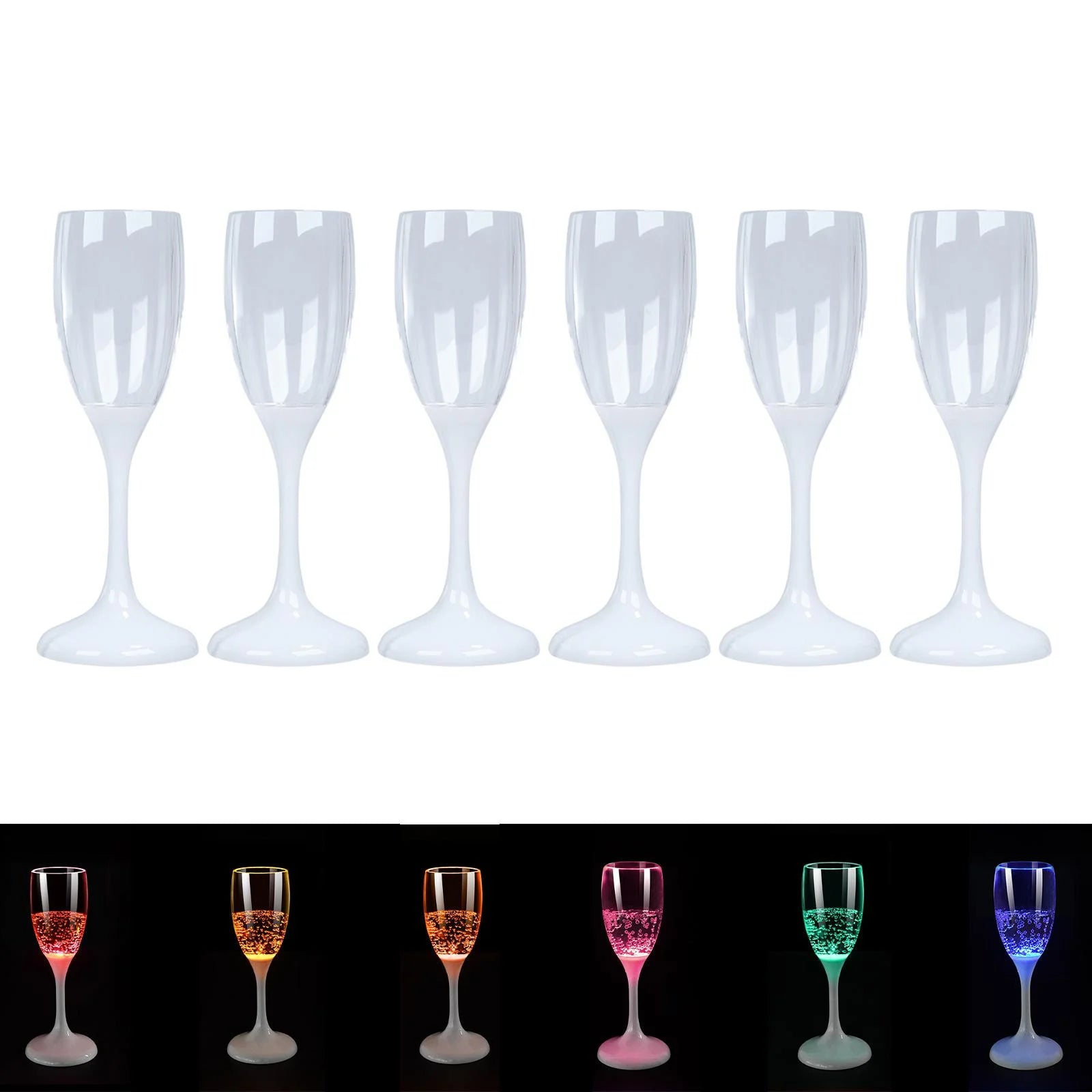 6x LED Light up Cocktail Glasses 150ml Drinkware W372536