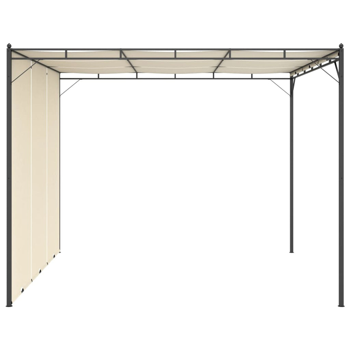 Cream Steel Frame Garden Gazebo with Side Curtain Canopy Tent I605802