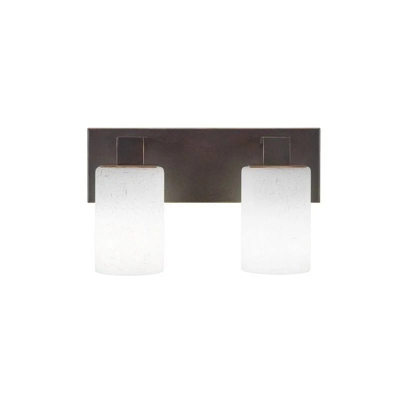 Two Light Bath Bar with Square Frosted Crystal Glass V69587