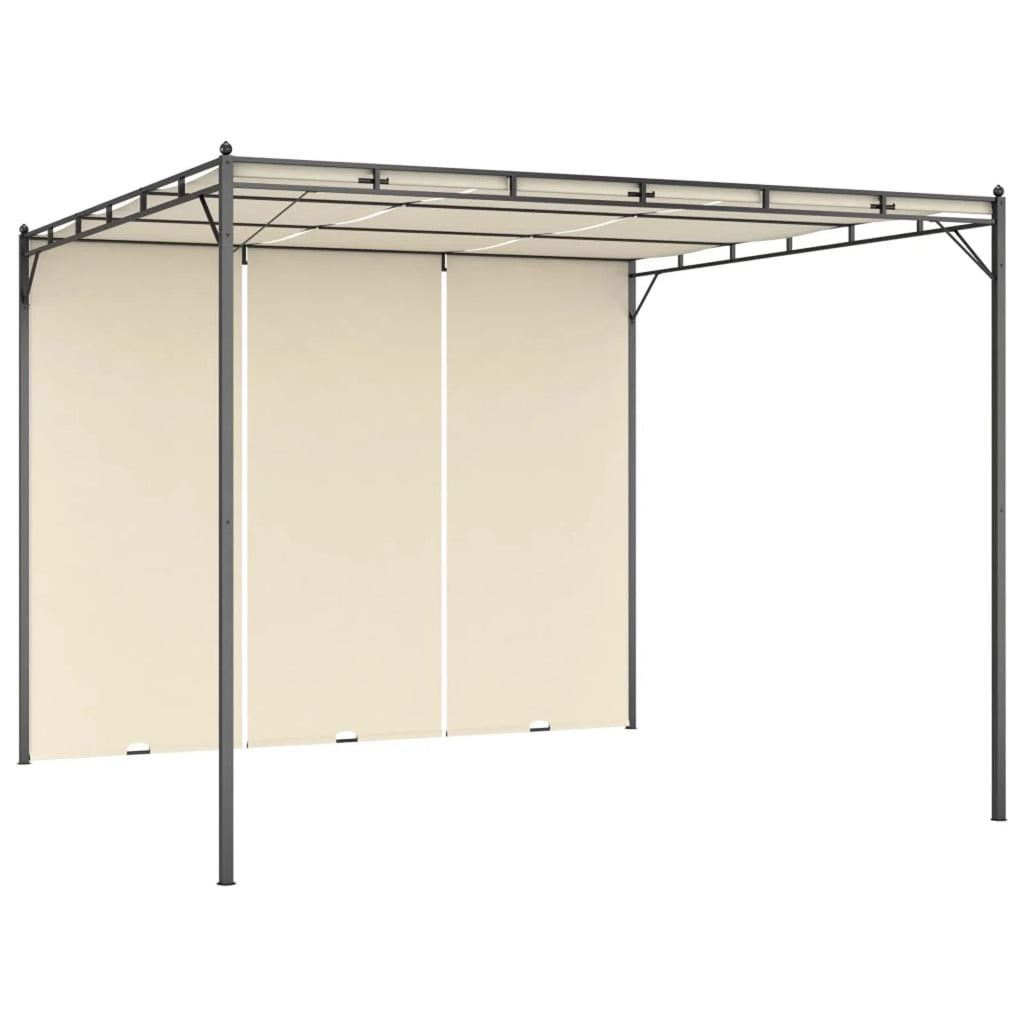 Cream Steel Frame Garden Gazebo with Side Curtain Canopy Tent I605802
