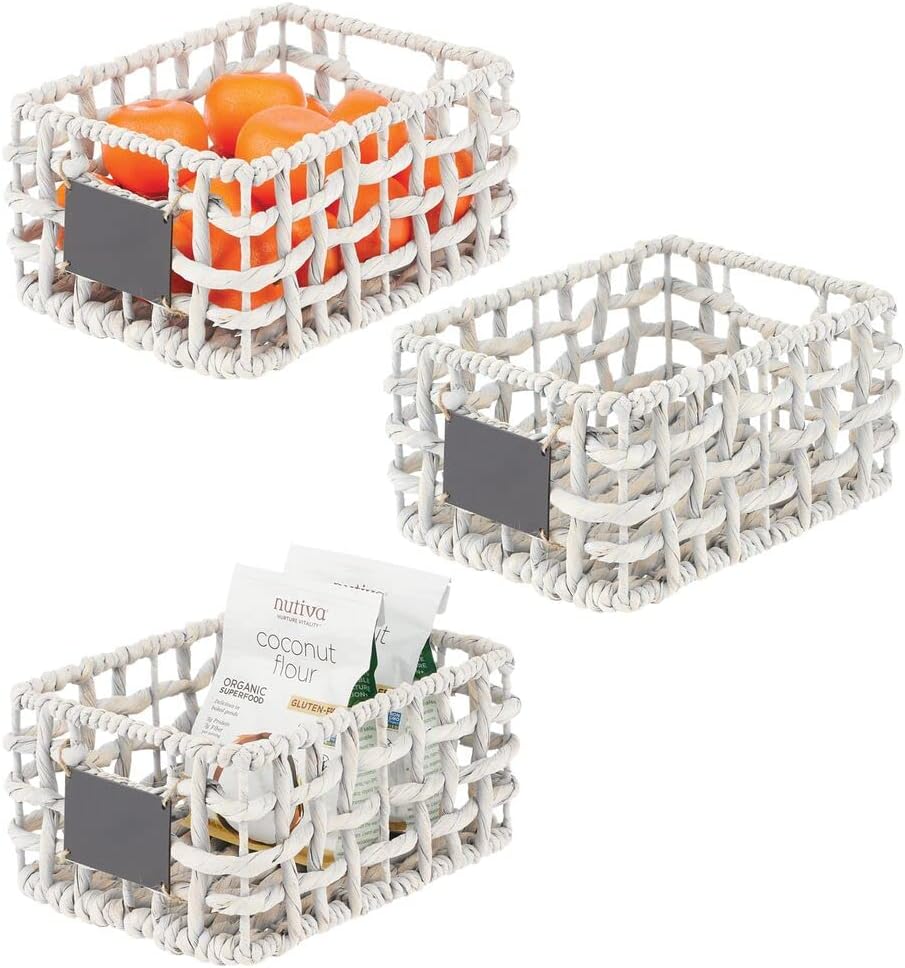 Black Wash Water Hyacinth Pantry Basket 3 Pack V61502