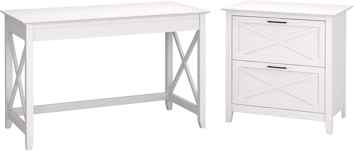 54W Computer Desk with Storage and 2 Drawer Lateral File Cabinet E64564