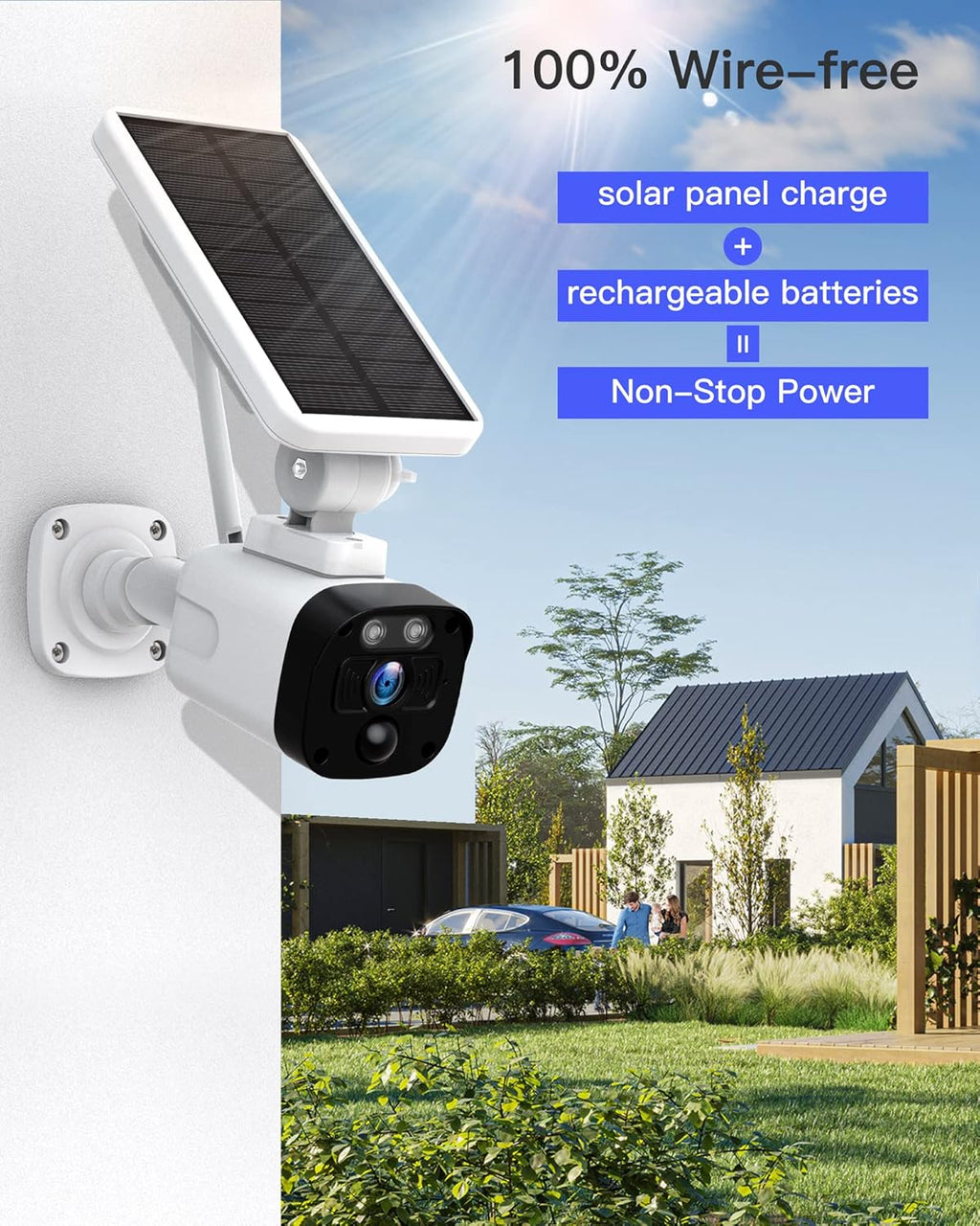 2K Solar Wireless Security Camera System with 3 WiFi Cameras and Base Station F84547