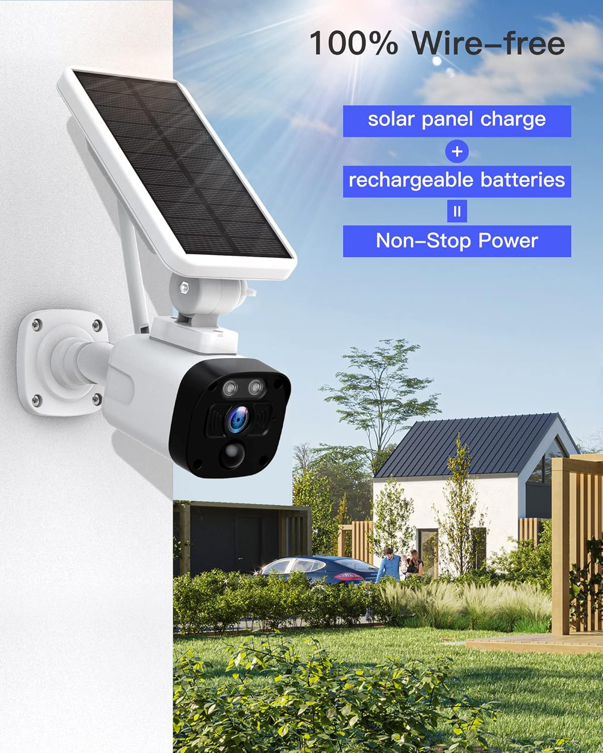 2K Solar Wireless Security Camera System with 3 WiFi Cameras and Base Station F84547