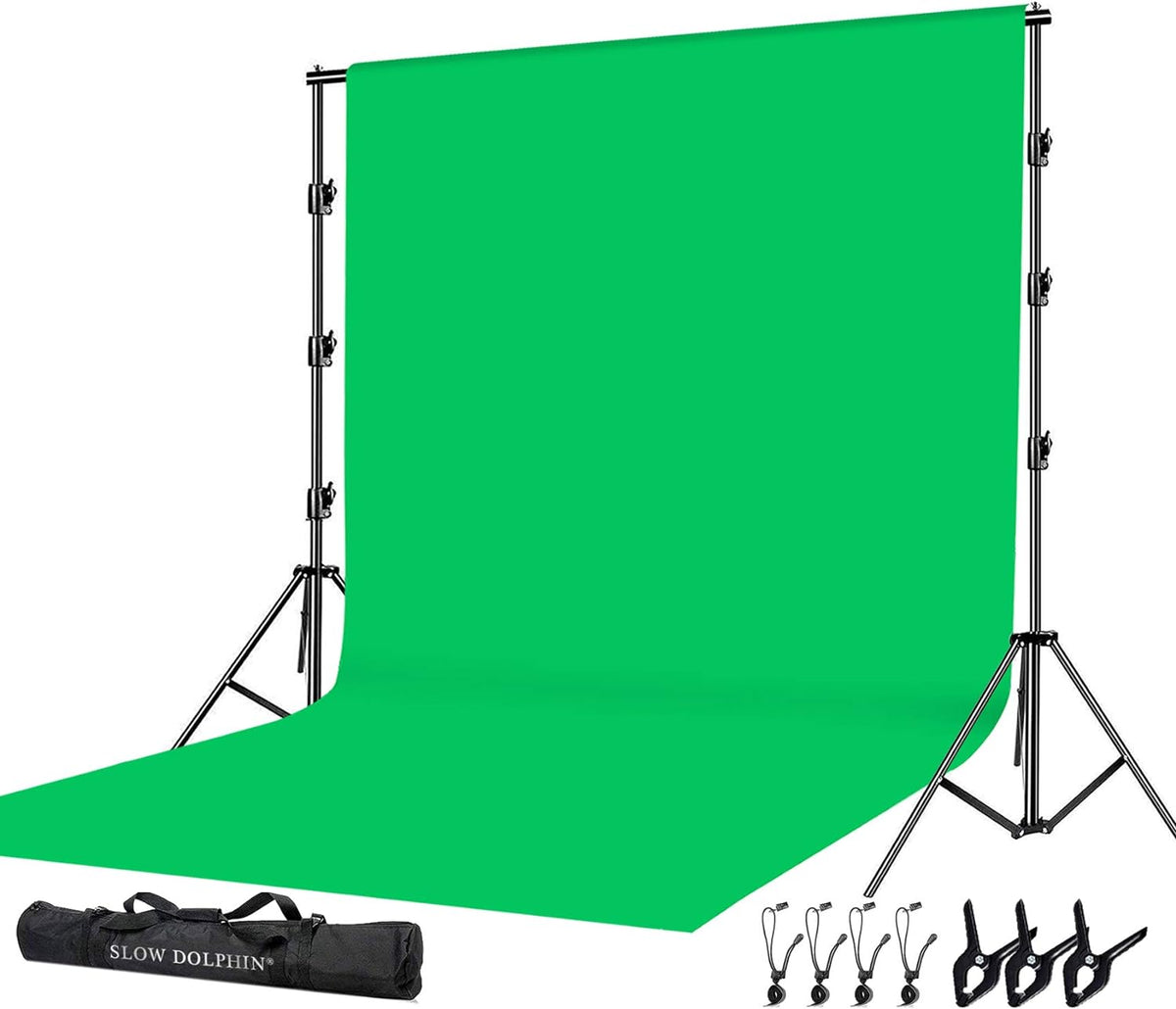 10 x 12ft 100% Cotton Muslin Green Screen Backdrop with Stand Kit F67257