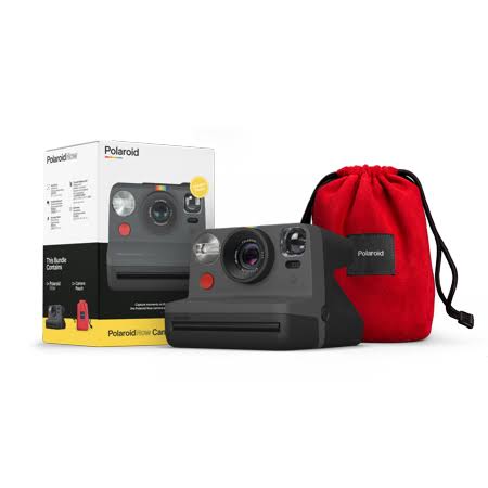 Black Camera with Red Travel Pouch O589