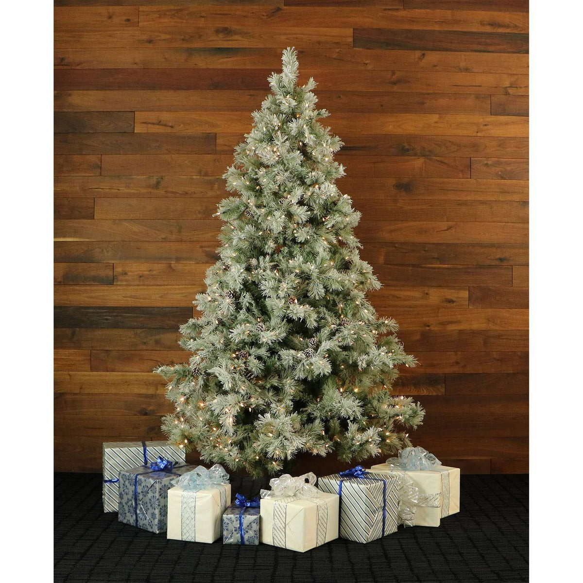 7.5-ft Glistening Pine Tree with Pine Cones and Clear LED Lights K583813