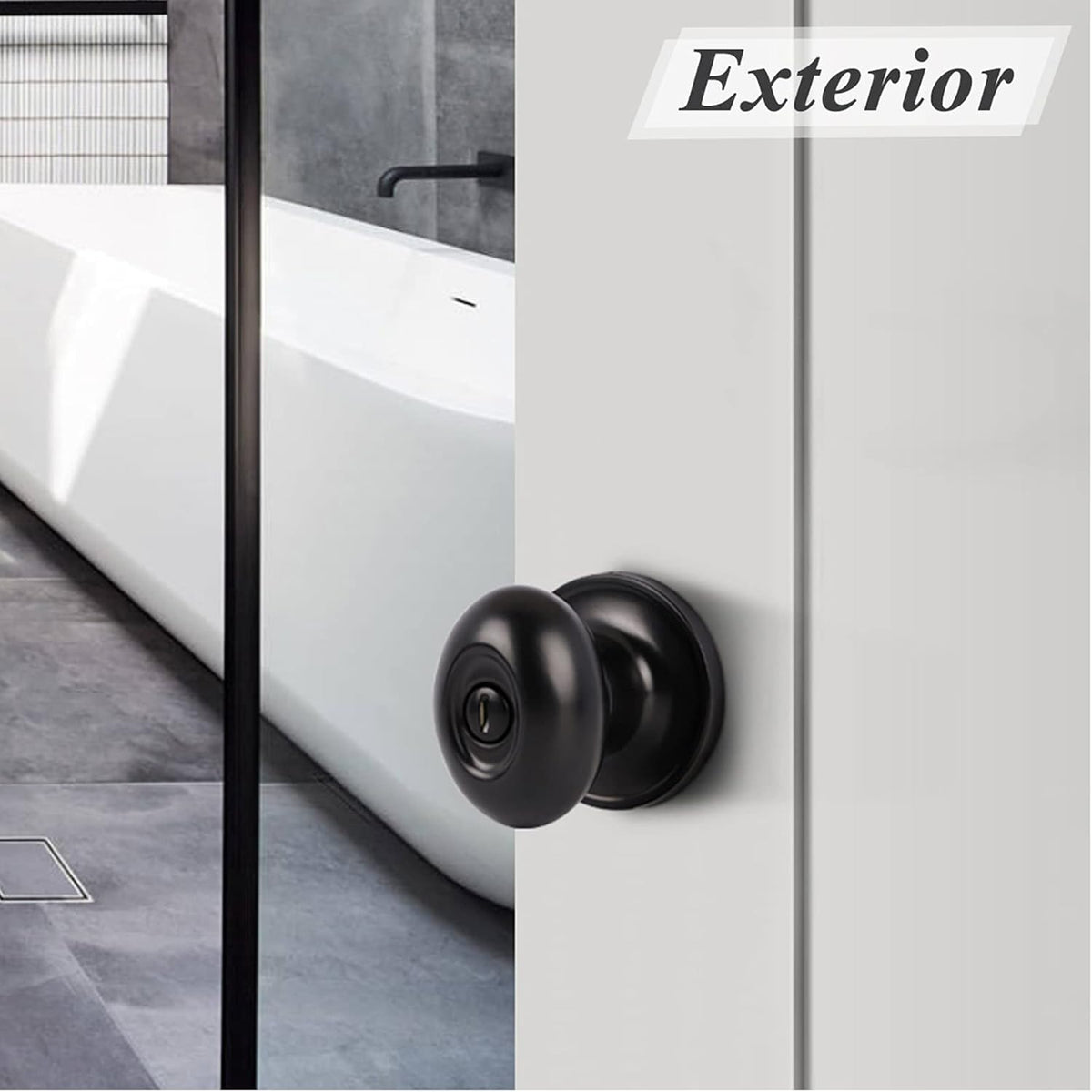 5 Pack Black Door Knobs Privacy Locks Z615362