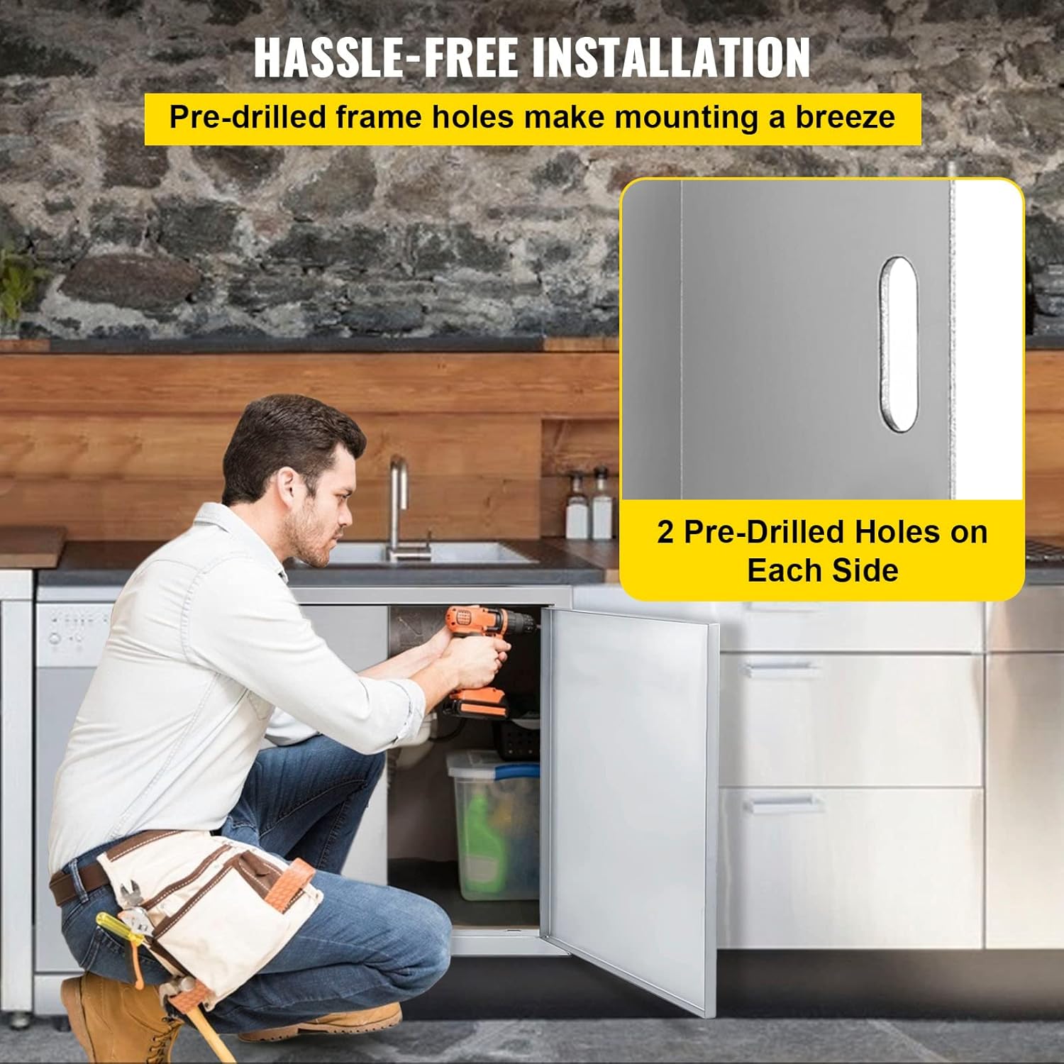 Stainless Steel Double BBQ Door with Recessed Handle M935