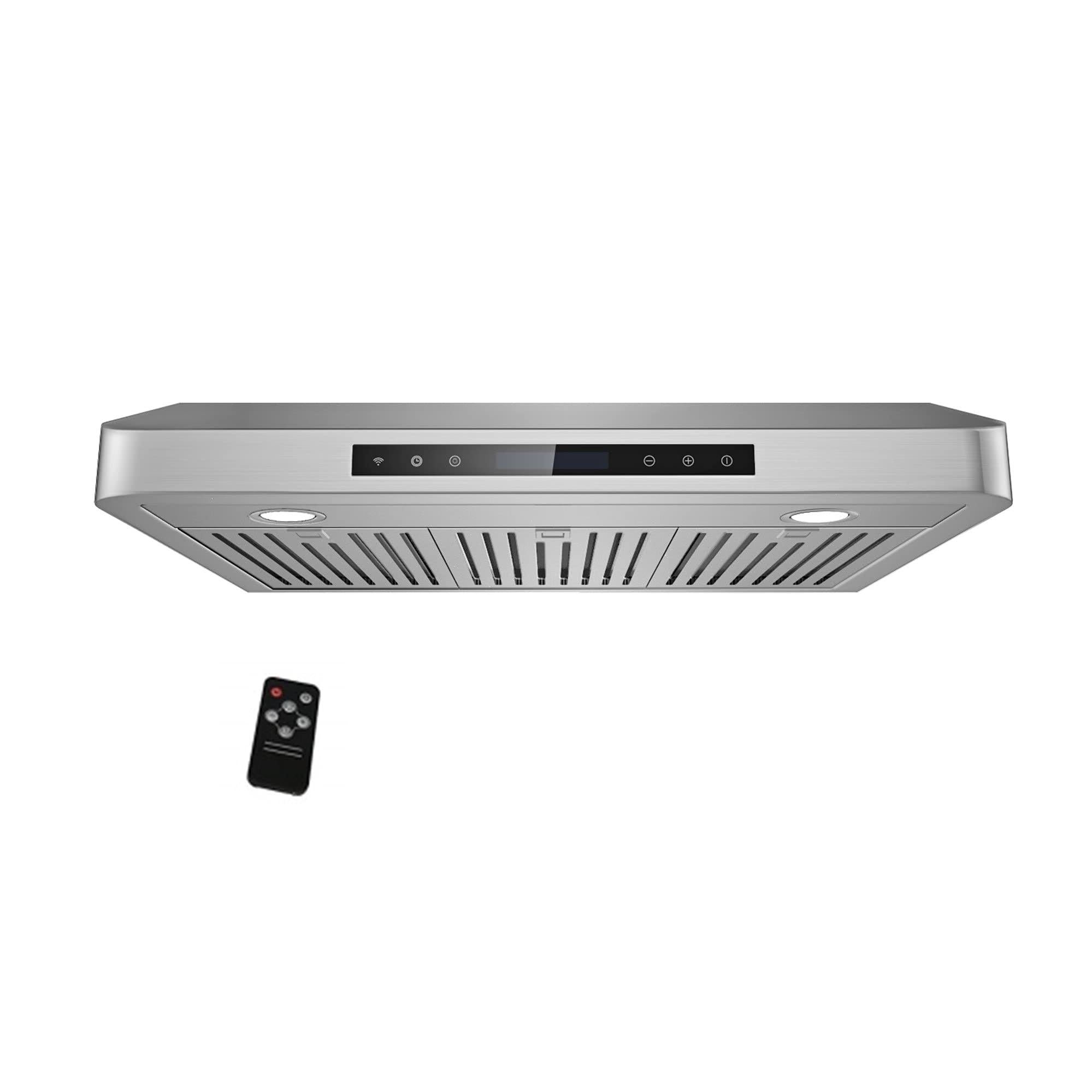 Classic 6” High 1mm Thick Stainless Steel Under Cabinet 4 Speeds 900 CFM Range Hood with 2 LED Lights S9745
