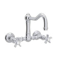 Polished Chrome Wall Mounted Bridge Faucet with Five Spoke Handles F38376