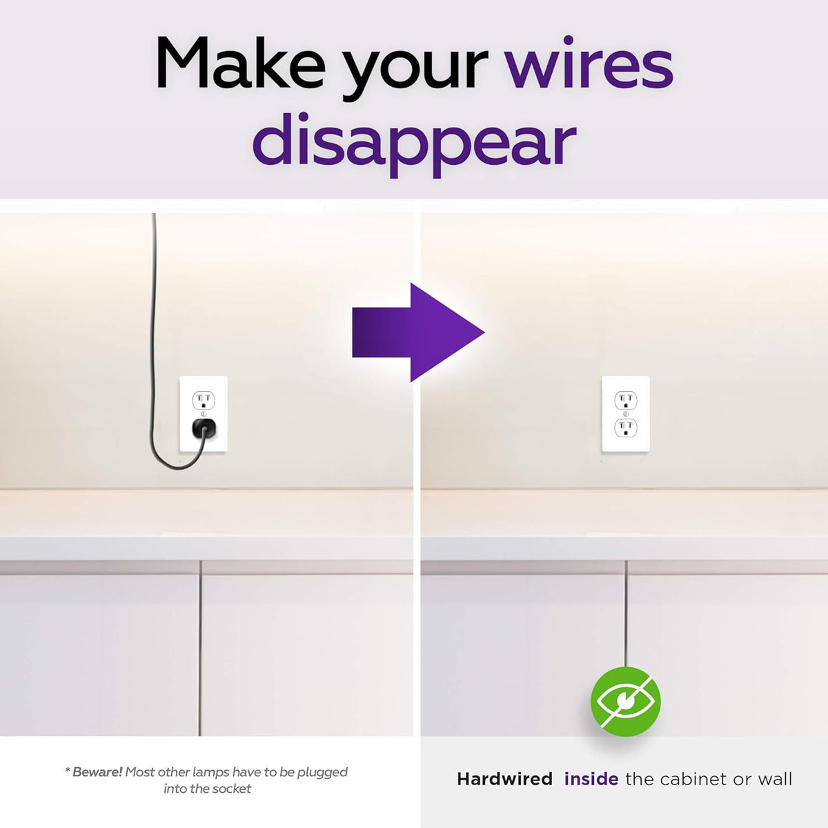 24" Hardwired LED Under Cabinet Task Lighting, Dimmable, 5000K, Metal Base, Pack of 2 D578