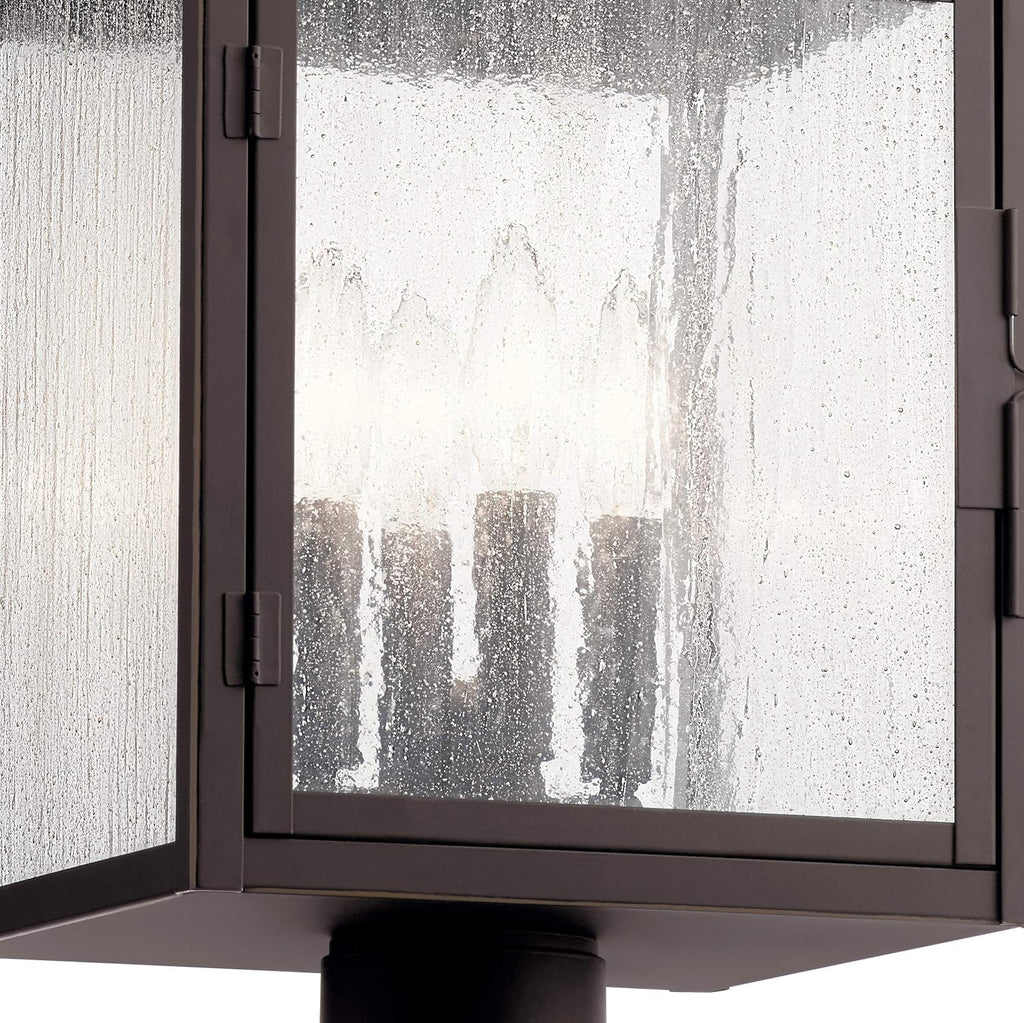 4 Light Post Light with Clear Seeded Glass in Rubbed Bronze E2260