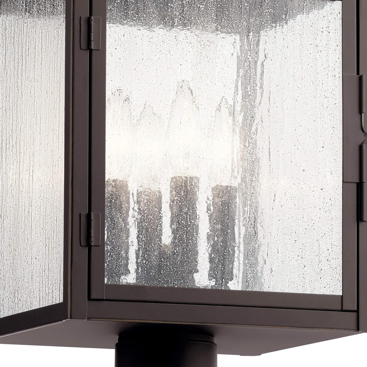 4 Light Post Light with Clear Seeded Glass in Rubbed Bronze E2260