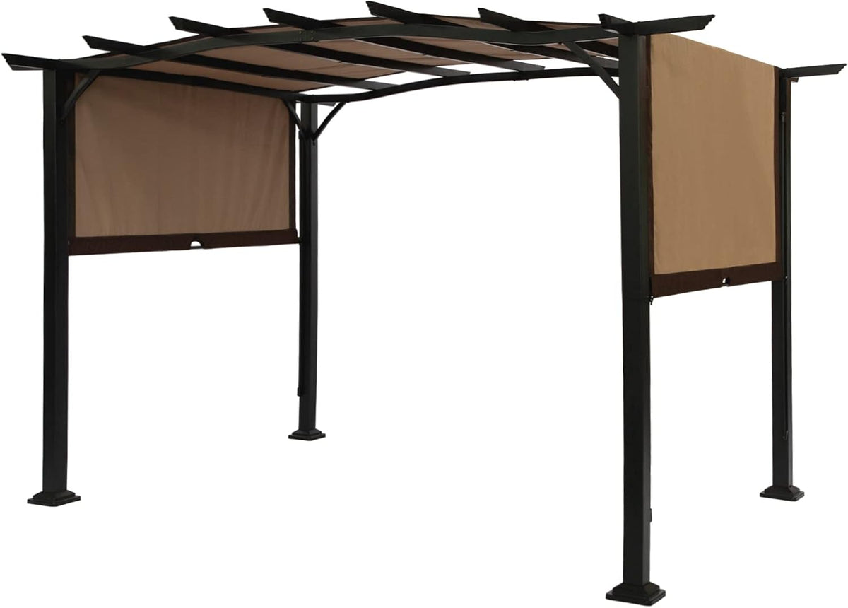 Beige Steel Frame Retractable Canopy Pergola N1936