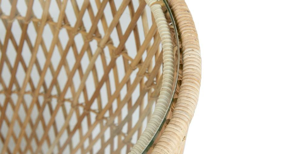 Round Wicker Side Table with Glass Top U852