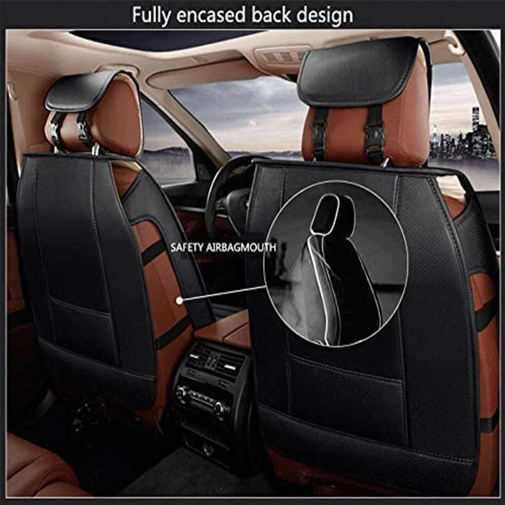 Waterproof PU Leather Car Seat Covers for Front and Rear Seats, Black W183198