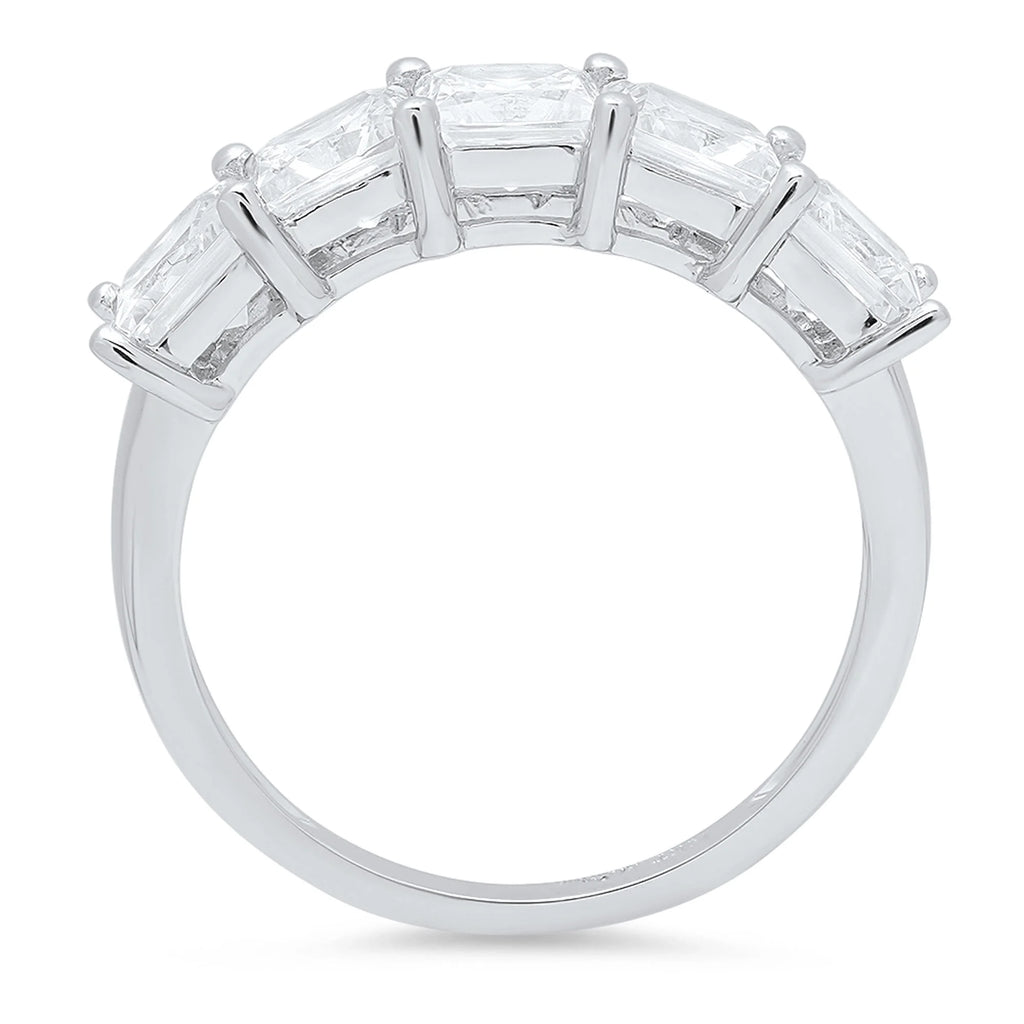 Princess Cut Genuine Cultured Diamond 18K White Gold Eternity Ring C648215