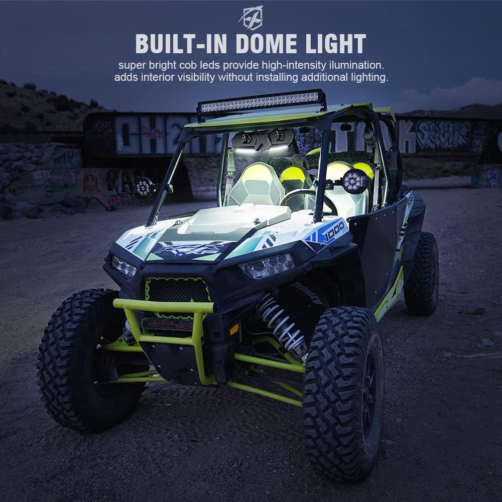 13 UTV Rearview Center Mirror with COB LED Interior Lights and Rocker Switch, Aluminum Rear View Mirrors E590654