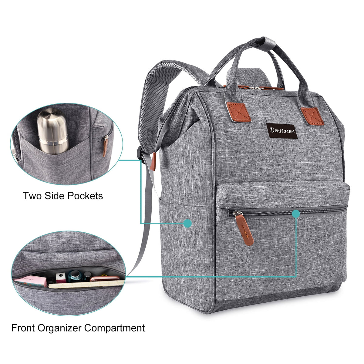Grey Casual Backpack with USB Charging Port L822119