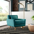 Teal Blue Polyester Armchair J43425