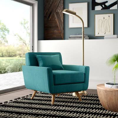 Teal Blue Polyester Armchair J43425