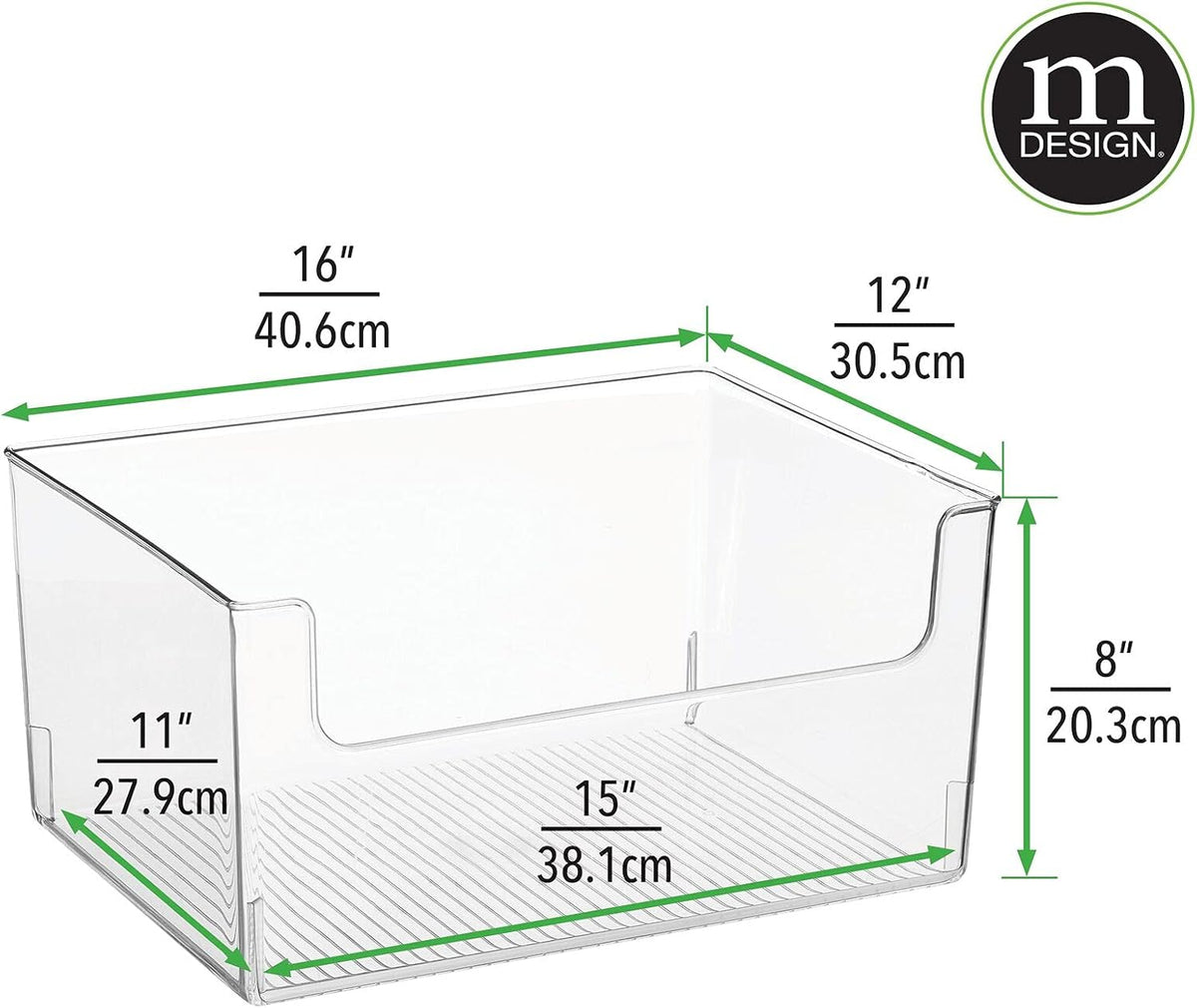 Clear Stackable Open Front Storage Organizer Bin Basket 4 Pack X549