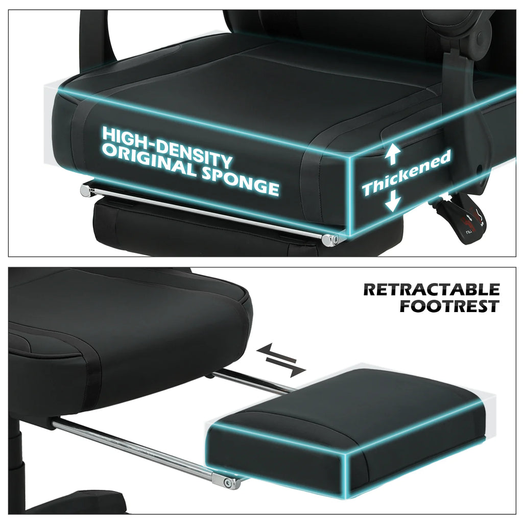 Black Ergonomic Gaming Chair with Detachable Pillow and Lumbar Support Z67169