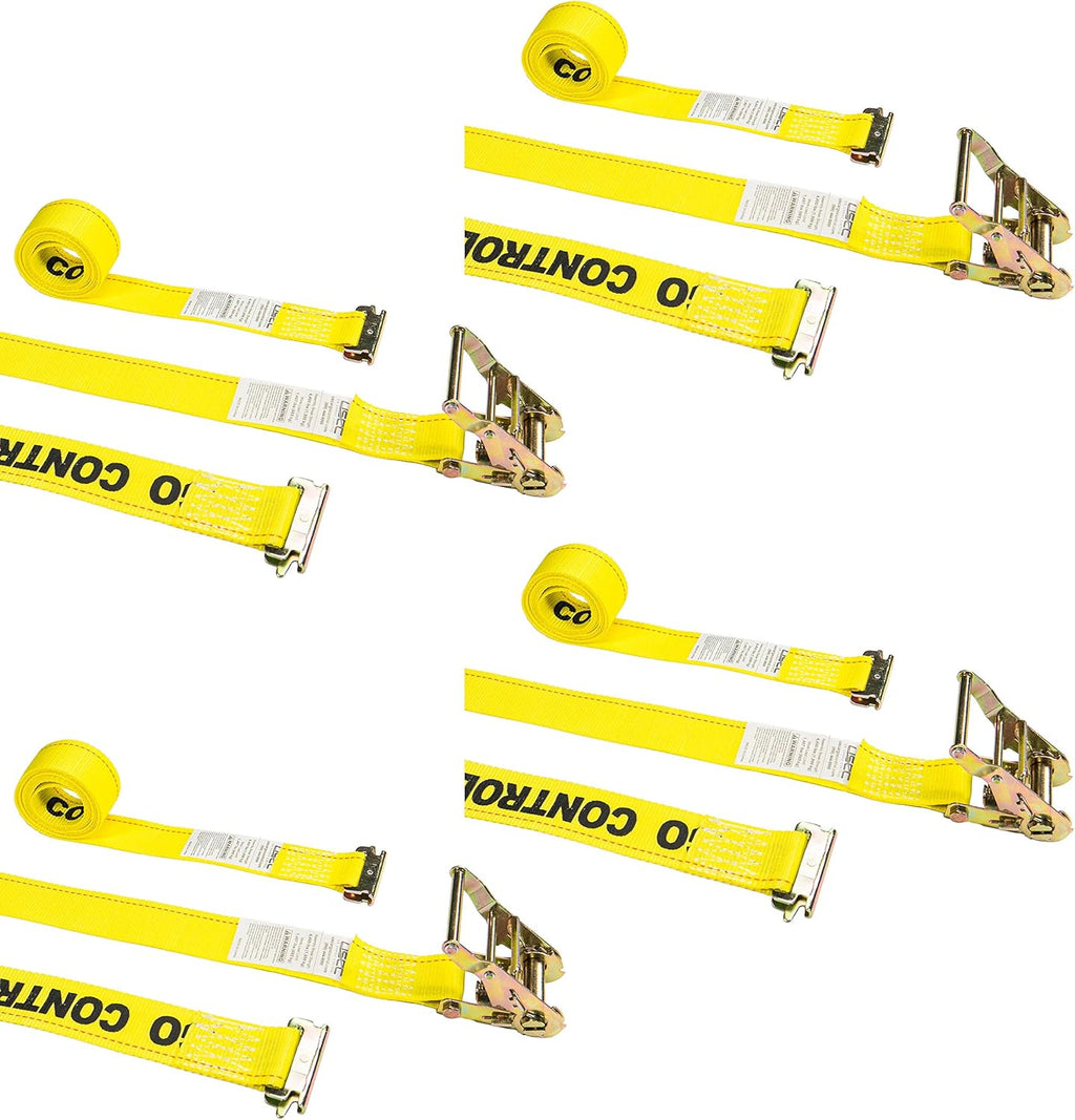 2 Inch x 12 Foot Yellow Ratchet Strap 4 Pack E789249
