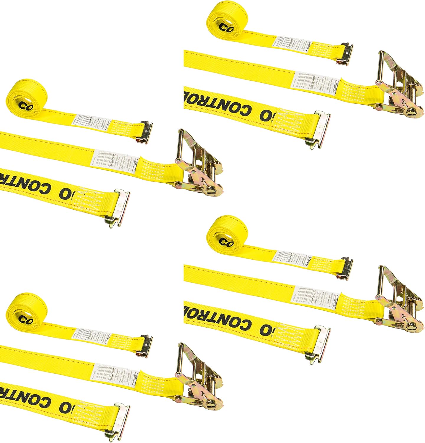2 Inch x 12 Foot Yellow Ratchet Strap 4 Pack E789249