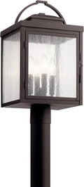 4 Light Post Light with Clear Seeded Glass in Rubbed Bronze E2260