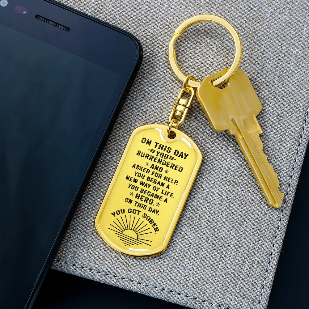 18k Gold Finish Steel Anniversary Keychain Q33877