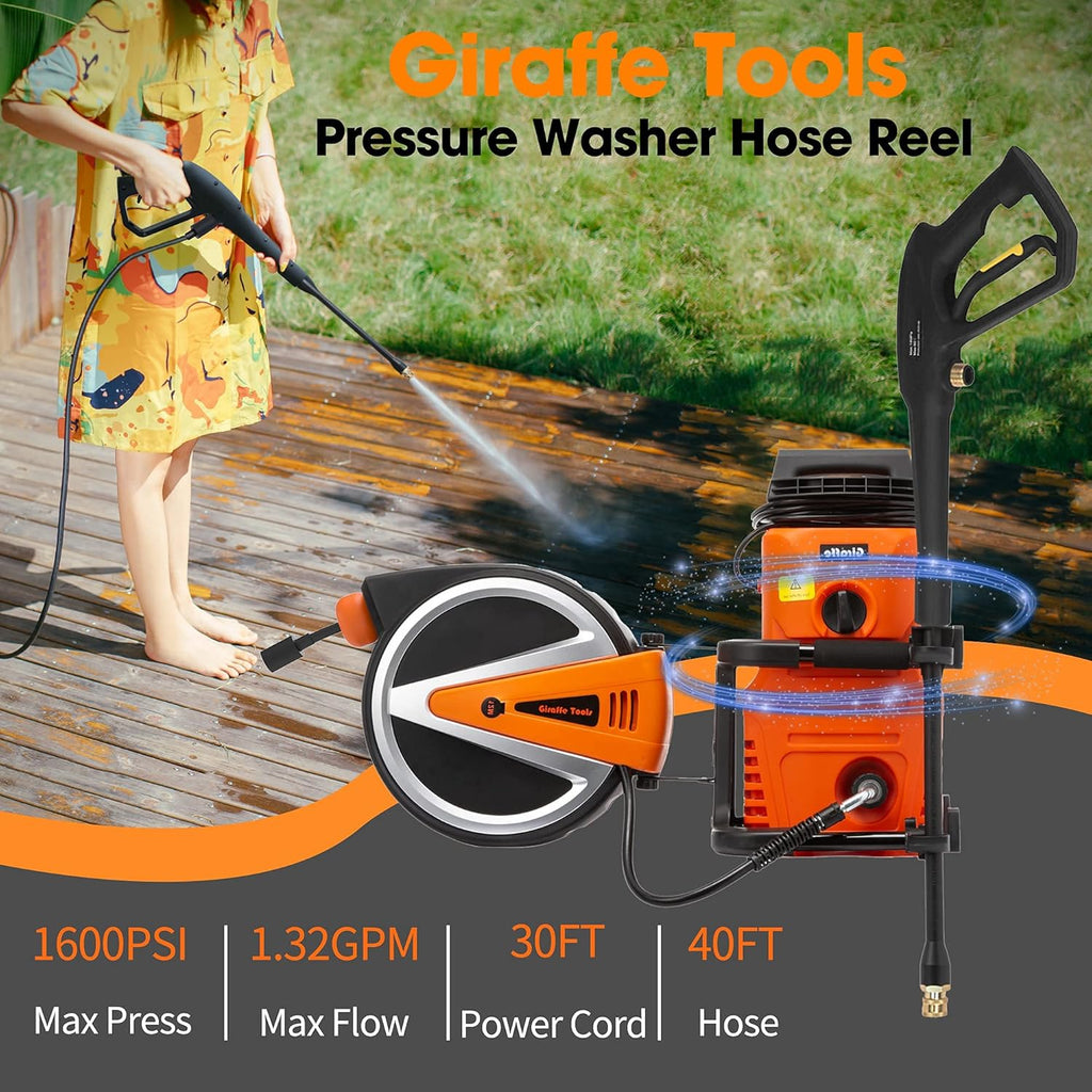 1600PSI Electric Pressure Washer with 40FT Retractable Pressure Hose I1781