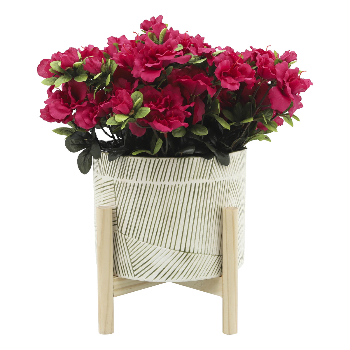 Ceramic Planter with Wood Stand Y4056