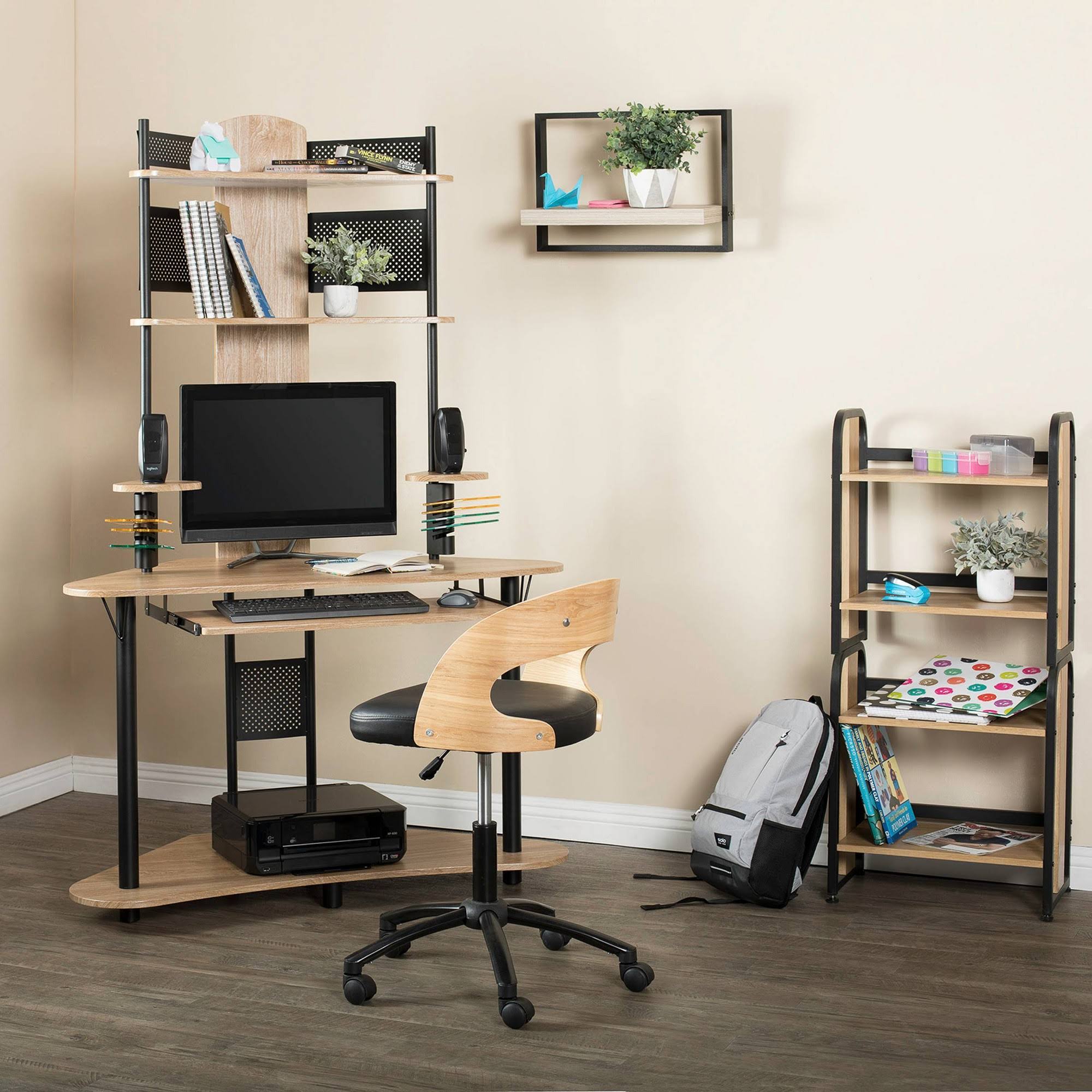 Arch Corner Computer Desk with Hutch / Tower N351