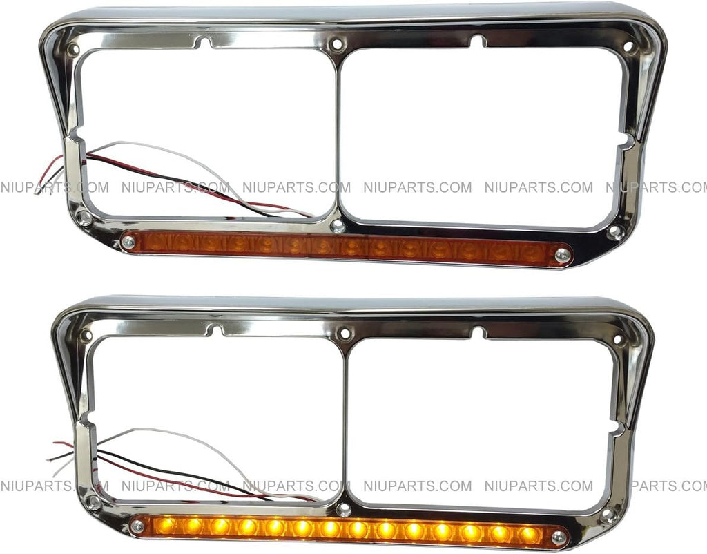 Chrome Headlight Bezel with Amber LED Light Strip, Pack of 2 K774528