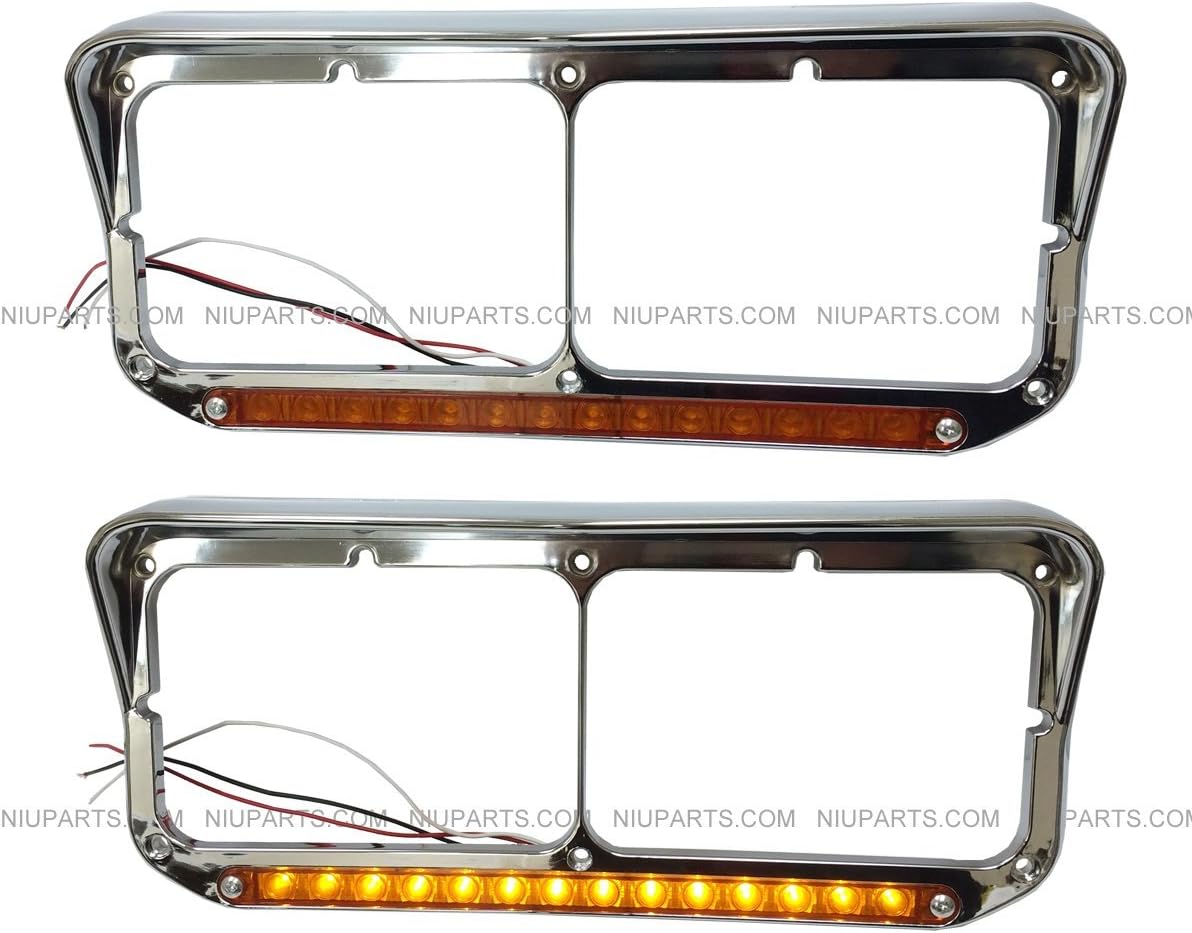 Chrome Headlight Bezel with Amber LED Light Strip, Pack of 2 K774528