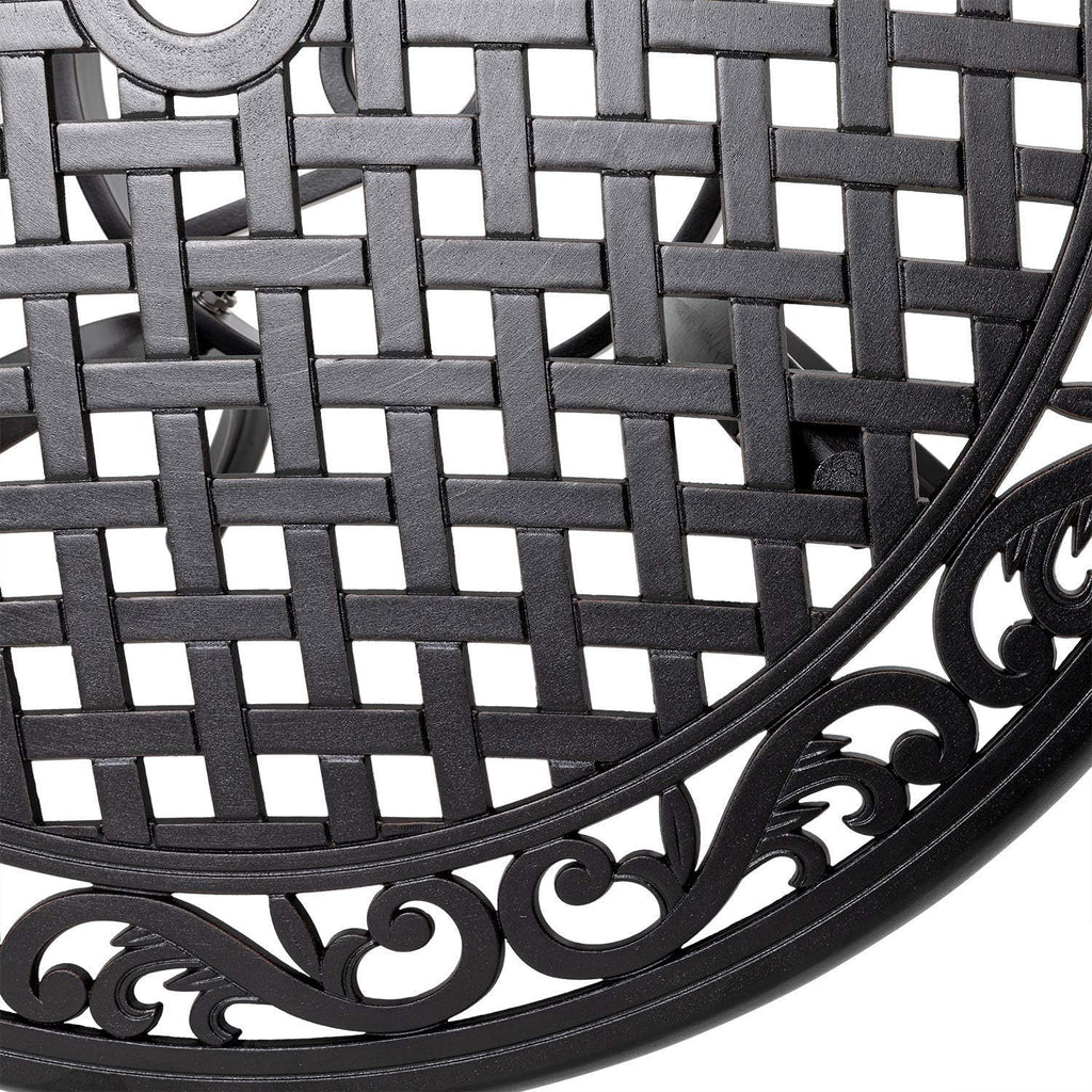 Black Round Cast Aluminum Patio Table with Umbrella Hole Z5647