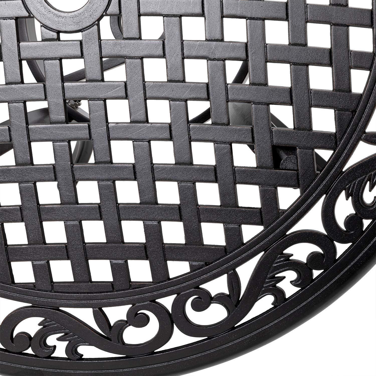 Black Round Cast Aluminum Patio Table with Umbrella Hole Z5647
