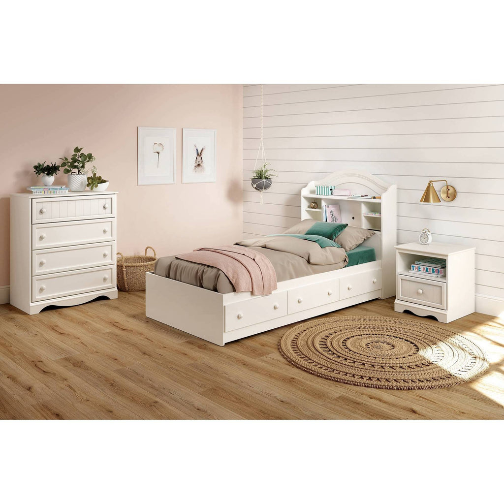 Pure White Twin Bookcase Headboard Q10503
