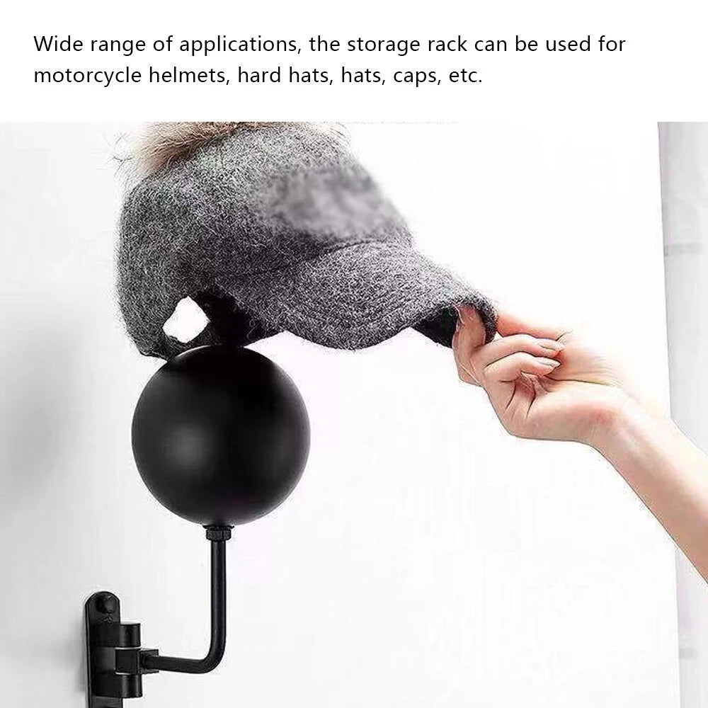 Wall-Mounted Metal Helmet Holder Hat Storage Rack Display Stand L6627