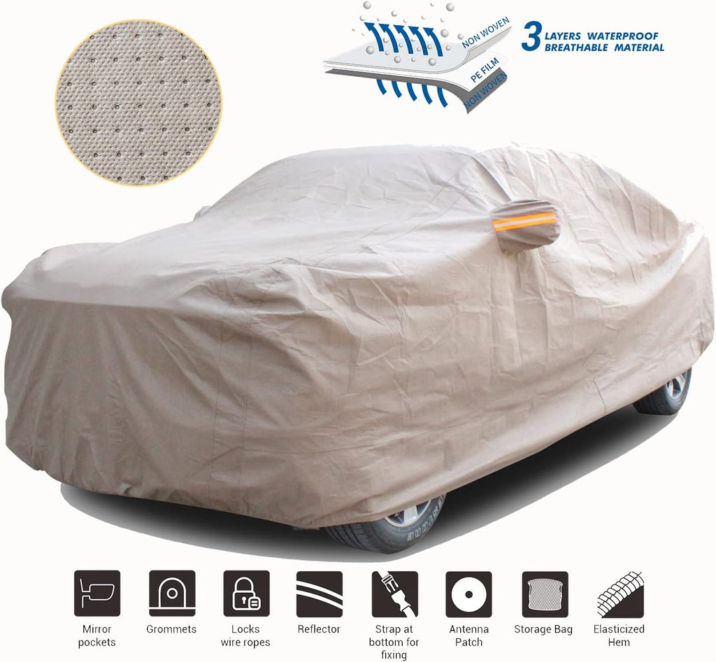 Full Size Truck Car Cover Waterproof Windproof with Straps Buckles Antenna Patch Pack of 2 K598903