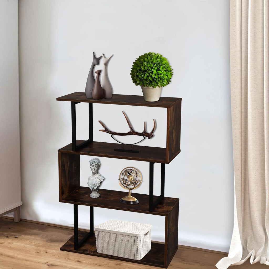 Brown 3-Tier Metal Bookcase L570829