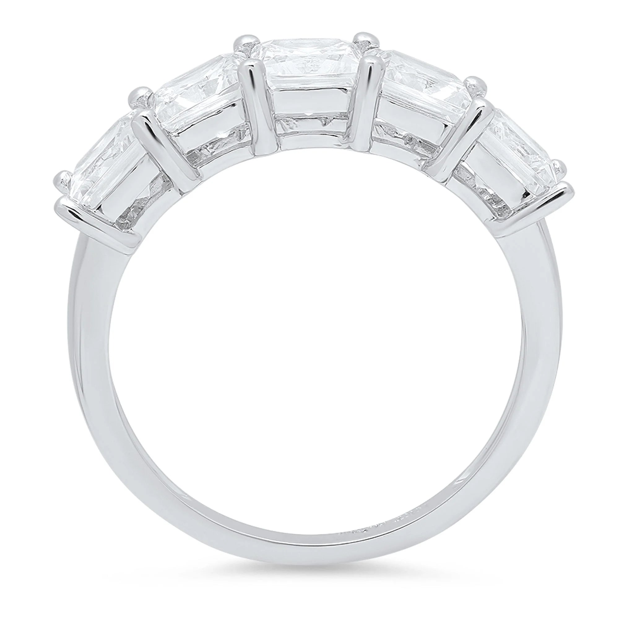 Princess Cut Genuine Cultured Diamond 18K White Gold Eternity Ring C648215