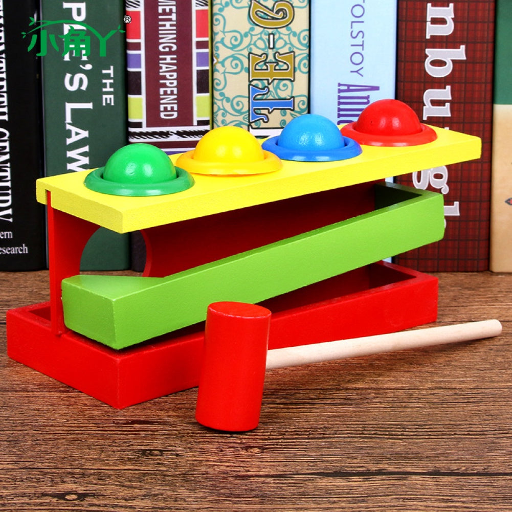 Kid Wooden Color Match Hammering Ball Box Puzzle Game Hand Piling Interactive Toy K581