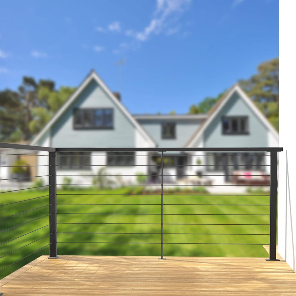4Pack 36''x2''x2'' Black Square Weldless Stainless Steel Pre-Drilled Cable Railing Post R348866