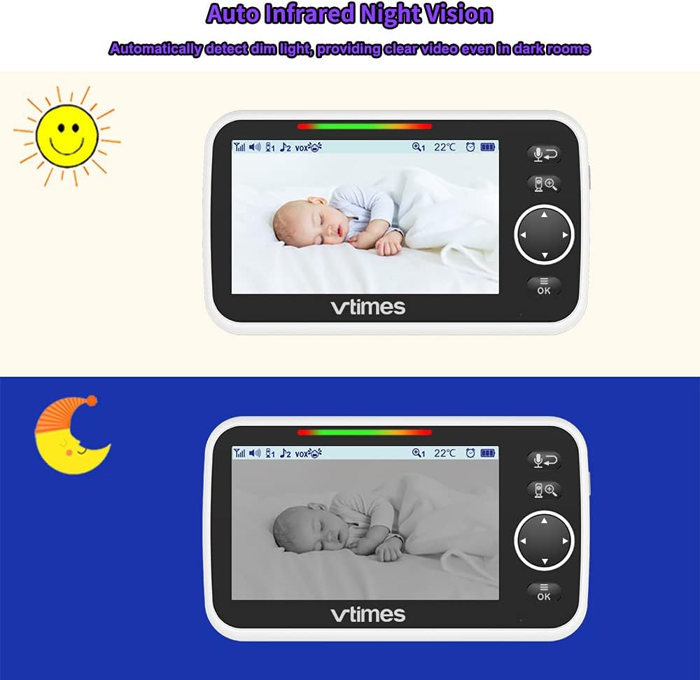 5" LCD Video Baby Monitor with Camera and Audio, Night Vision, Pack of 2 U6746