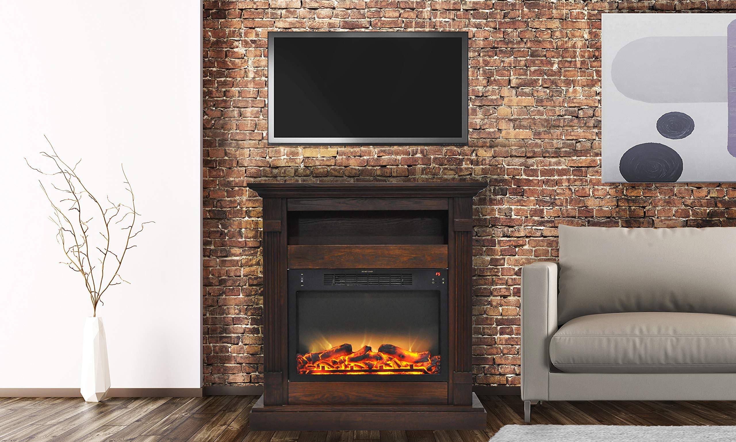 Walnut Mantel Electric Fireplace V7248