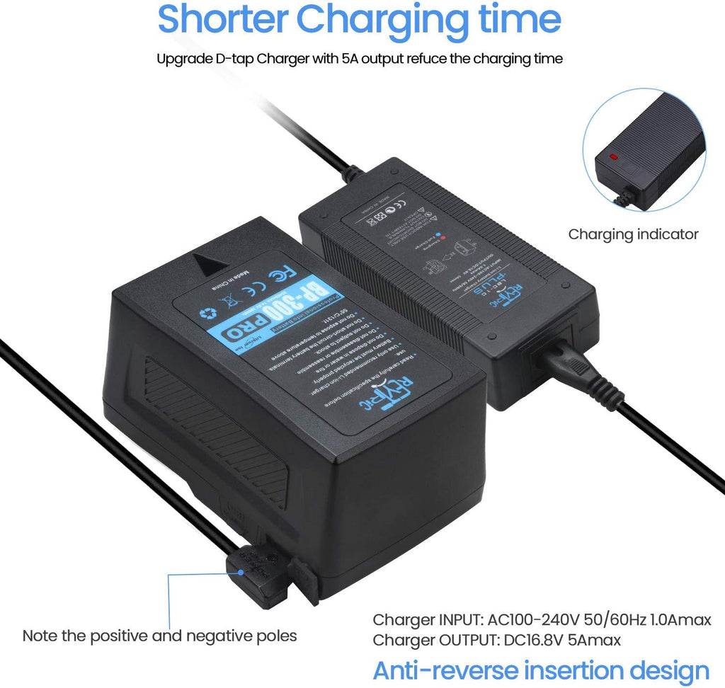 300Wh V Mount Battery with 5A Output D-Tap Charger and D-Tap Cable K9876